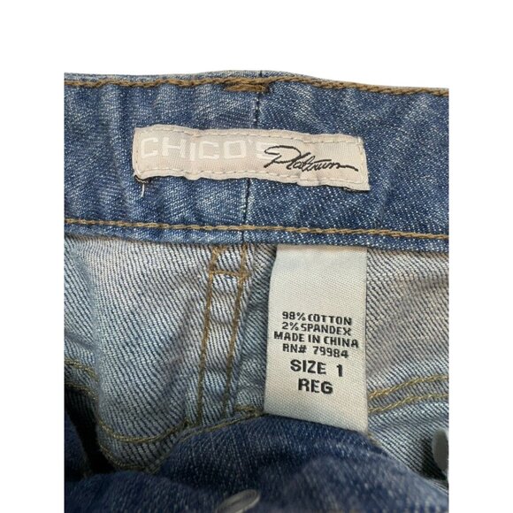 Chicos Platinum Womens Denim Bootcut Jeans Size 1 Reg Cotton/Spandex - Picture 2 of 11